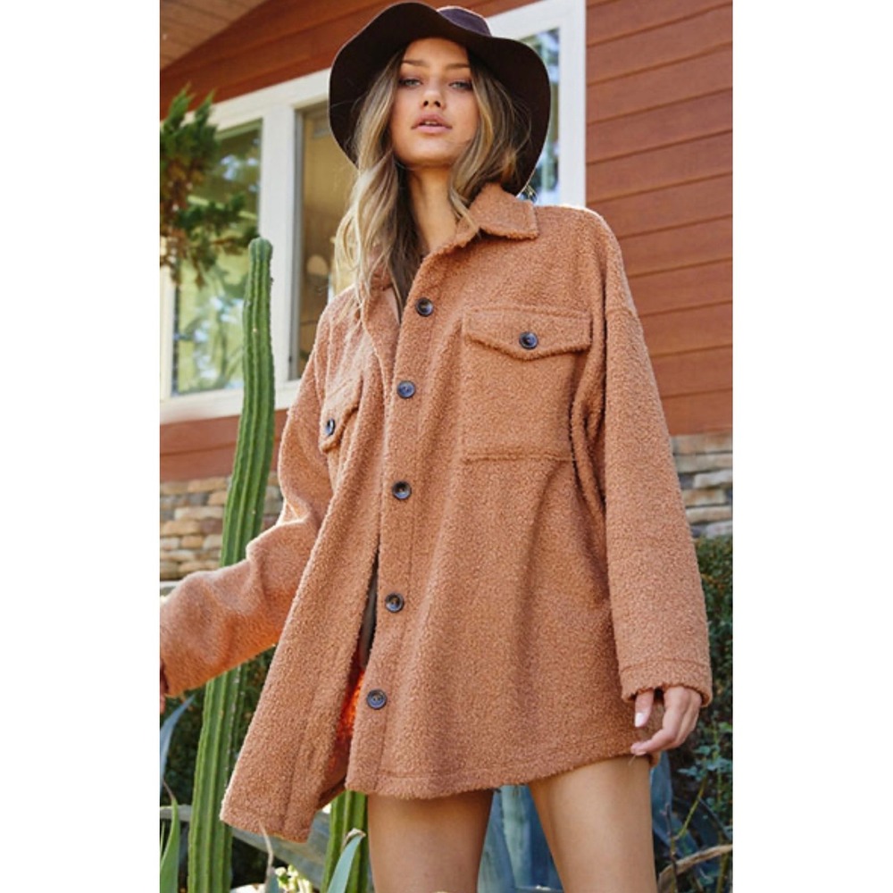 Ces Femme Sherpa Teddy Shirt Jacket, Women's Size Large